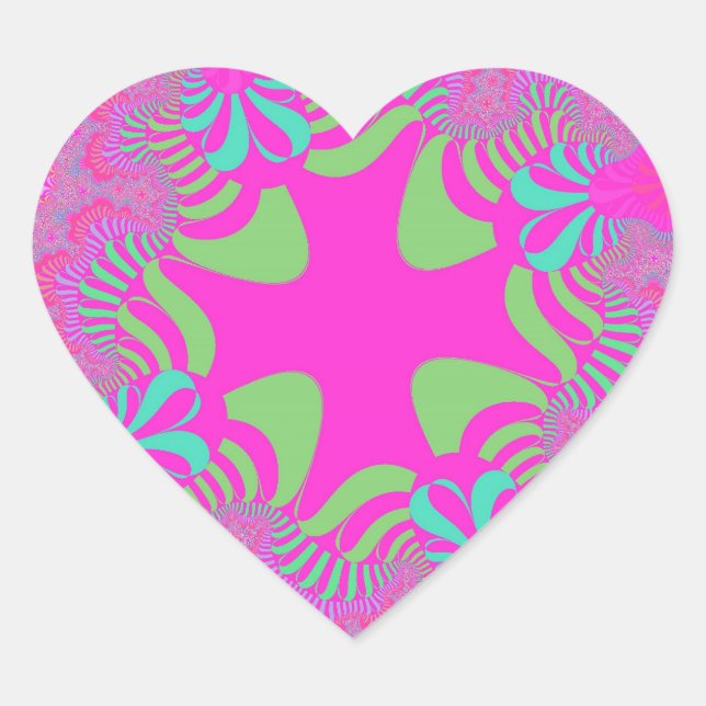 Custom Pink Neon Cross Heart Stickers (Front)