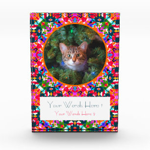 Custom Pink Orange Green Christmas Decor Gift Photo Block