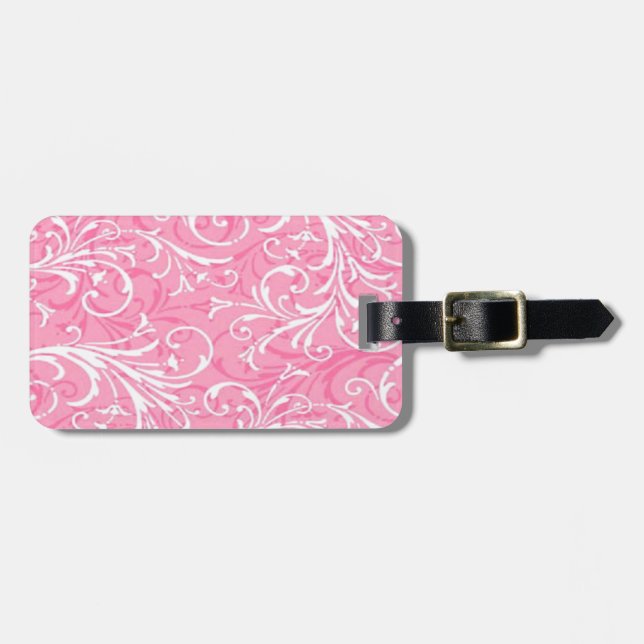 Custom Pink Ornamental Luggage Tag (Front Horizontal)