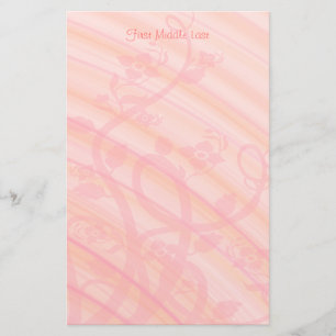 Custom Pink Peach Spirals Vines Floral Stationery