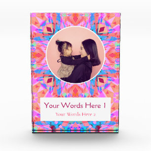 Custom Pink Peach Star Happy Birthday Lady’s Gift Photo Block