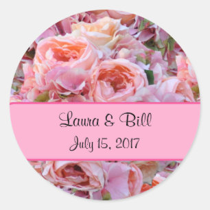 Custom Pink Peonies Wedding Envelope Seal Stickers
