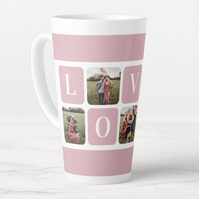 Custom Pink Photo Latte Mug (Left Angle)