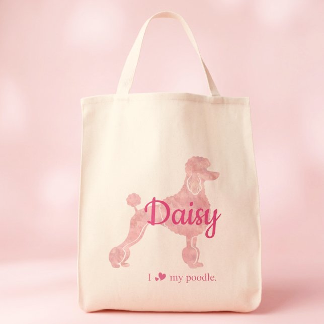Custom Pink Poodle | Personalized Dog Mom Gift Tote Bag (Creator Uploaded)