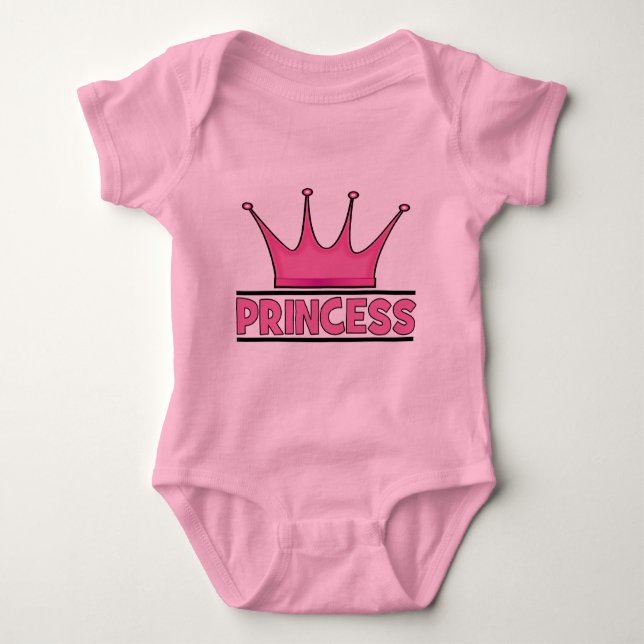 Custom Pink Princess Baby Bodysuit (Front)