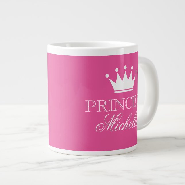 Custom pink princess crown oversized 20oz mug (Front Right)