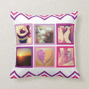 Custom Pink Purple Chevron Instagram Cushion