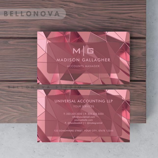 Custom Pink Purple Diamond Abstract Professional Business Card (Custom Pink Purple Diamond Abstract Professional Business Card)