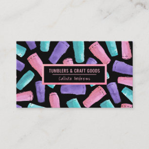 Custom Pink Purple Teal Tumbler Watercolor Crafter Business Card