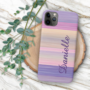 Custom Pink Purple Watercolor Stripes Art Pattern Case-Mate iPhone Case