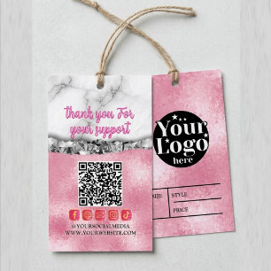 Custom Pink QR Code logo Price  Hang Branding  Gift Tags