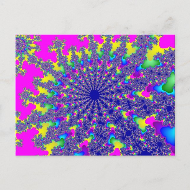 Custom Pink Rainbow Burst Postcard (Front)