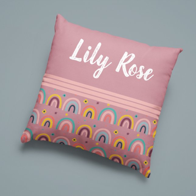 Custom Pink Rainbow Pattern Kid's Cushion (Creator Uploaded)