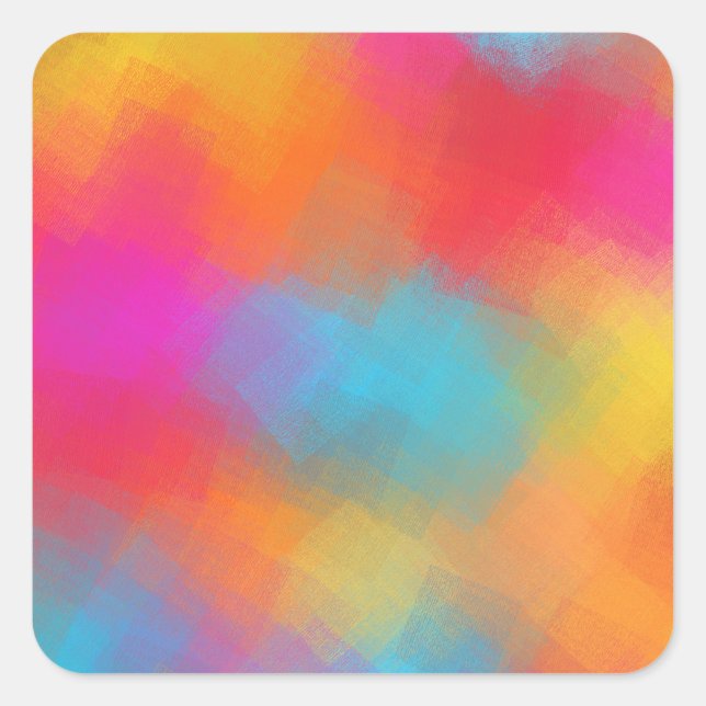 Custom Pink Red Orange Trendy Colourful Blank Square Sticker (Front)