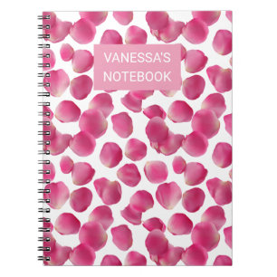 Custom Pink Rose Petals Pattern Notebook