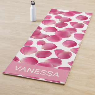 Custom Pink Rose Petals Pattern Yoga Mat