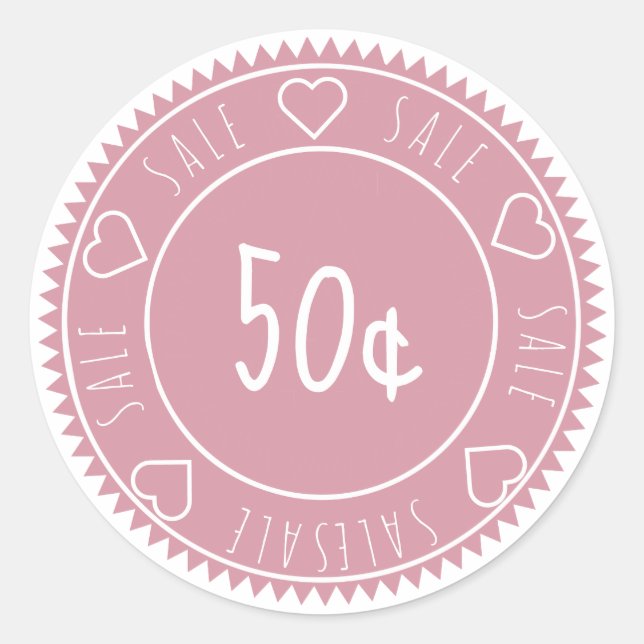 Custom Pink Sale Price Classic Round Sticker (Front)