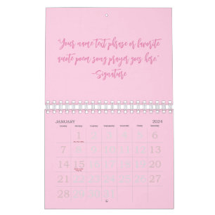 Custom pink script quote Breast Cancer Awareness Calendar