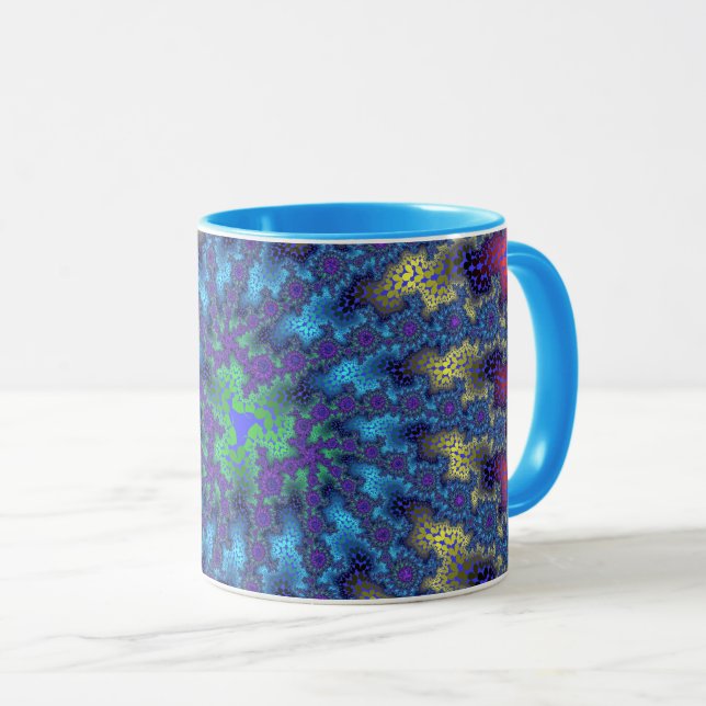 Custom Pink Seafoam Burst Coffee Mug (Front Right)