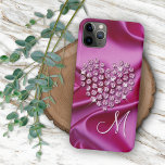 Custom Pink Sparkling Diamonds Heart Pattern Case-Mate iPhone Case<br><div class="desc">Contemporary faux shiny diamond heart on a bright hot pink coloured printed image of wavy satin fabric. With room to customise or personalise with a monogram of your choice. Beautiful, modern, and cool cover for the trend-savvy and art-loving hip trendsetter, artsy motif lover who wants to protect their phone from...</div>