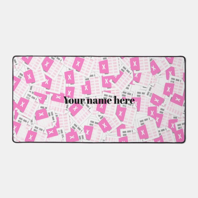 Custom Pink Spreadsheet Pattern Desk Mat (Front)