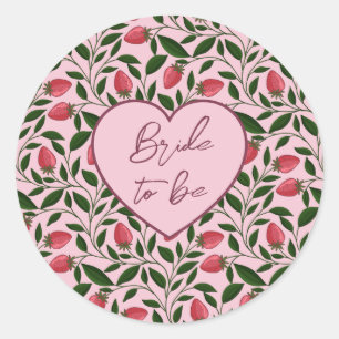 Custom Pink Strawberry Bridal Shower Sticker