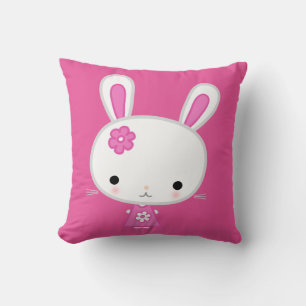 Custom Pink Throw Pillows With Cute Pink Bunny