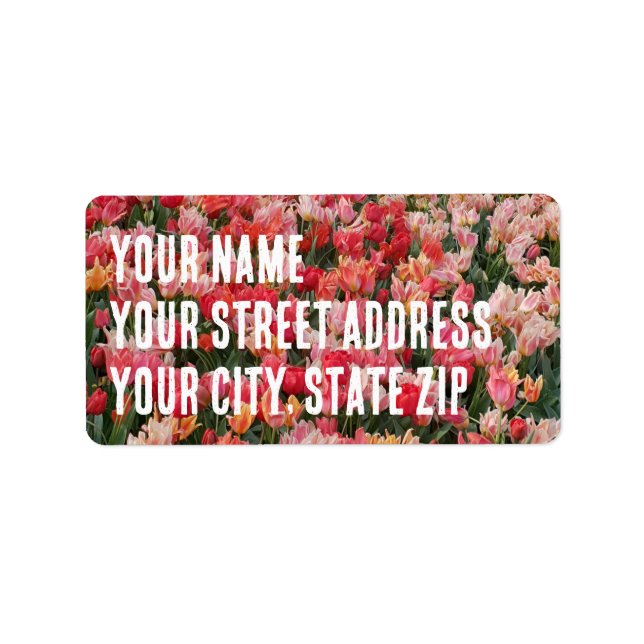 Custom Pink Tulip Flower Garden Label (Front)