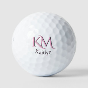 Custom Pink Two-Layered Monogram First Name  Golf  Golf Balls