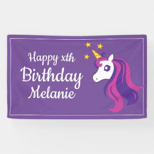 Custom pink unicorn girl's Birthday party banner