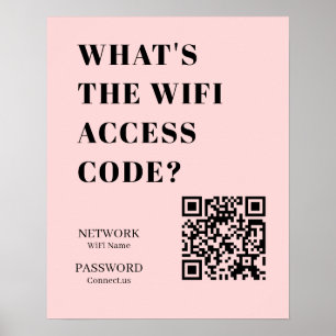 Custom Pink WiFi QR   Personalised Password Poster