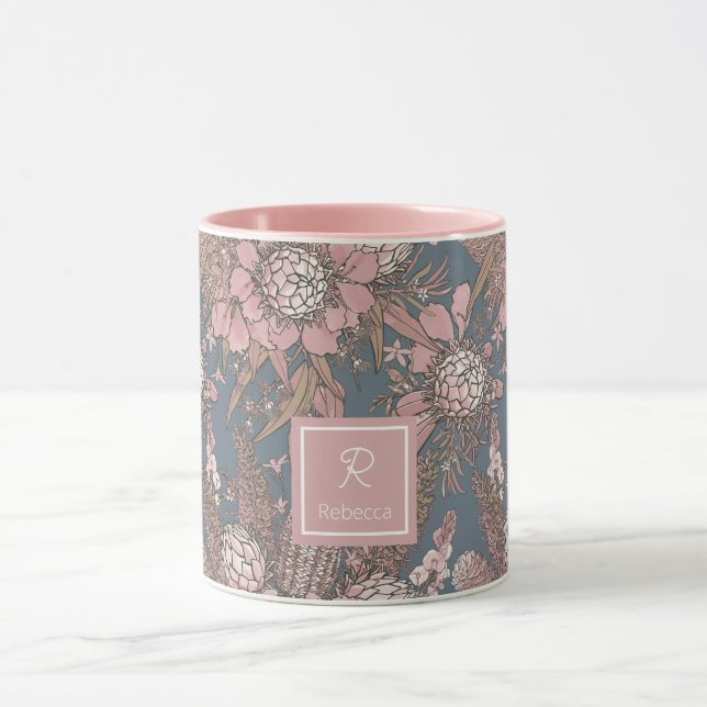 Custom Pink Wild Bush Flower Bouquet Mug (Center)