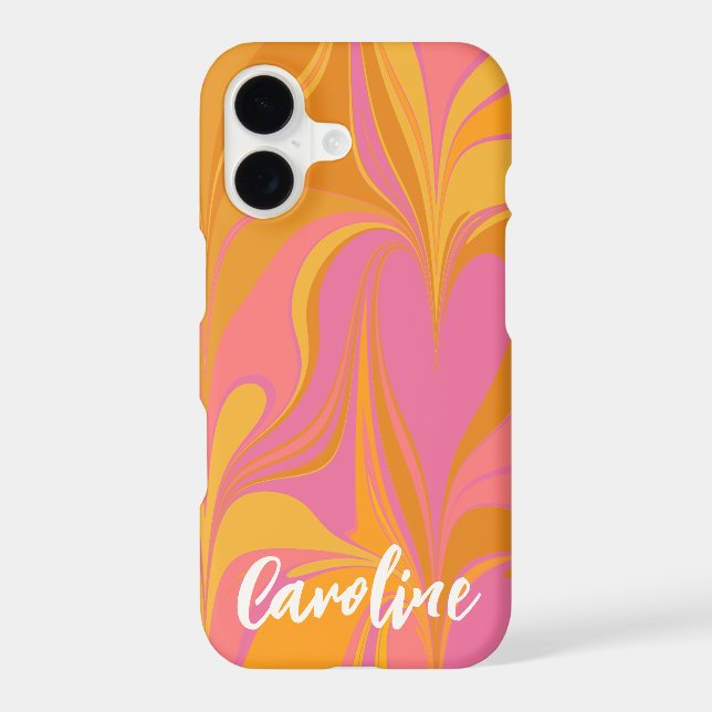 Custom Pink Yellow Abstract Marble Script Name (Back)