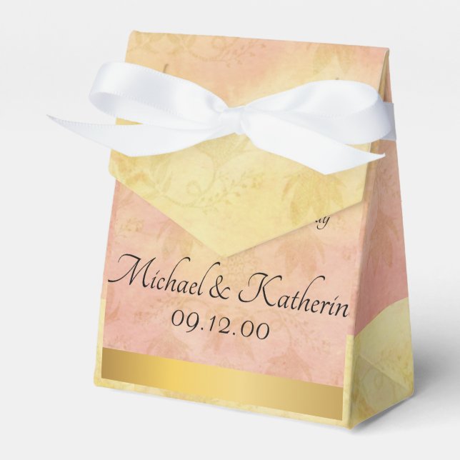 Custom Pink Yellow Watercolor Lace Thank You Favour Box (Front Side)