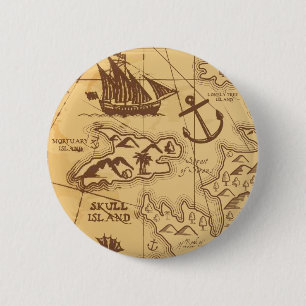 Custom Pirate map land point Family 6 Cm Round Badge