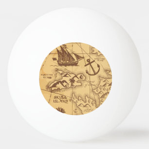Custom Pirate map land point Family Ping Pong Ball
