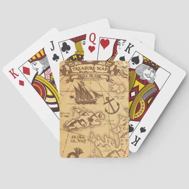Custom Pirate map land point Family Playing Cards (Back)
