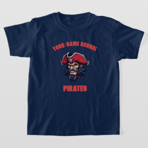 CUSTOM Pirate Mascot Red - School College Team T-Shirt