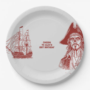 Custom Pirate-Themed Birthday Party Paper Plate
