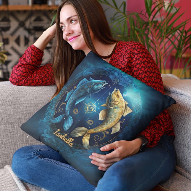 Custom Pisces Zodiac Horoscope Fantasy Sun Sign Cushion (Creator Uploaded)