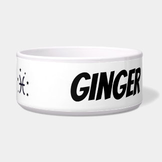 Custom Pisces Zodiac Sign Ceramic Pet Bowl