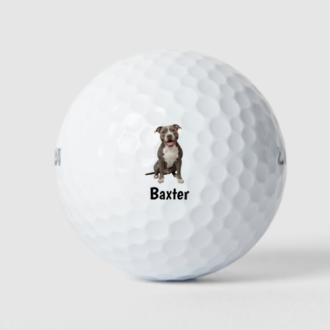 Custom Pitbull Photo Text Personalised Golf Balls (Front)