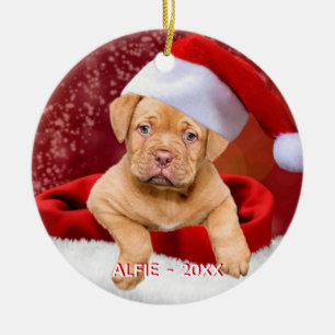 Custom Pitbull Puppy Dog Photo Ceramic Tree Decoration