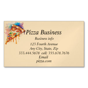 Custom Pizza Business Name Magnetic Business Card