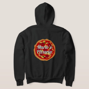 Custom pizzeria restaurant name delivery guy hoodie