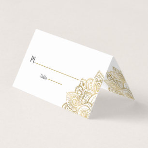 Custom place card gold paisley lace mandala