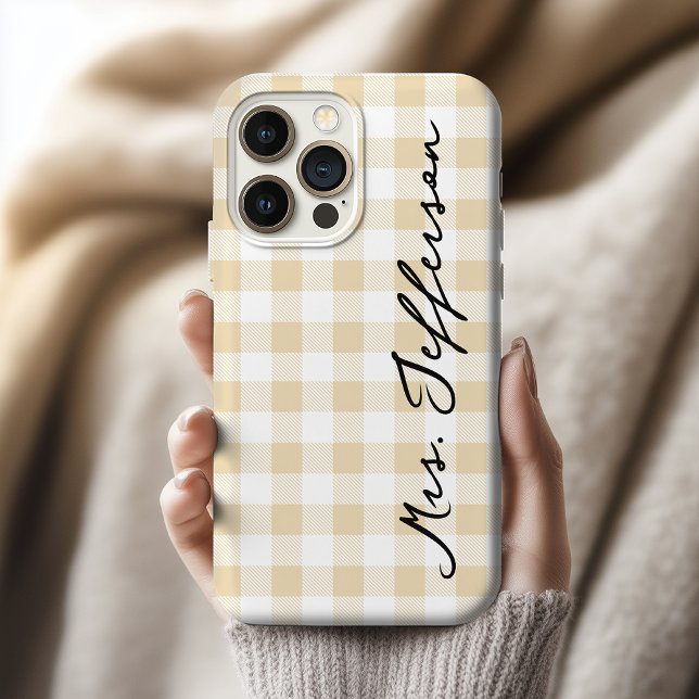 Custom Plaid Graduation Gift iPhone Case for Her (Custom Plaid Mr and Mrs iPhone Case Gift for Couples, Bridal Shower Personalized Plaid iPhone Case)