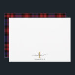 Custom Plaid Monogram Rustic Tartan  Card<br><div class="desc">Add your name and initial to this monogram script modern plaid note card to add style and elegance to your note cards by clicking the "Personalise" button</div>