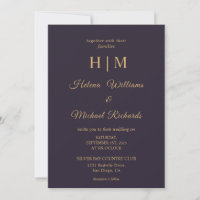 Custom Plain Dark Navy Blue Gold Letter Wedding