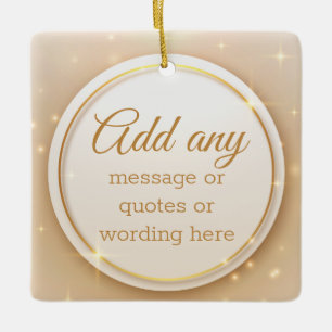 Custom Plain Elegant Gold Holiday Ceramic Ornament